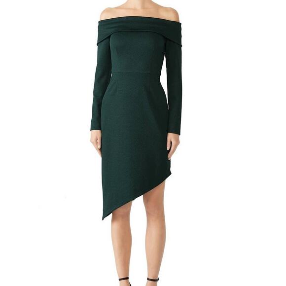 Hutch Evergreen Melanie Off the Shoulder Asymmetrical Textured Dress Size Small - Picture 1 of 11